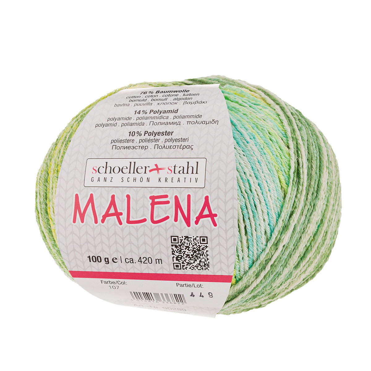 Malena / Knäuel 100g/420m LL / 76% Baumwolle,14% Polyamid,10% Polyester