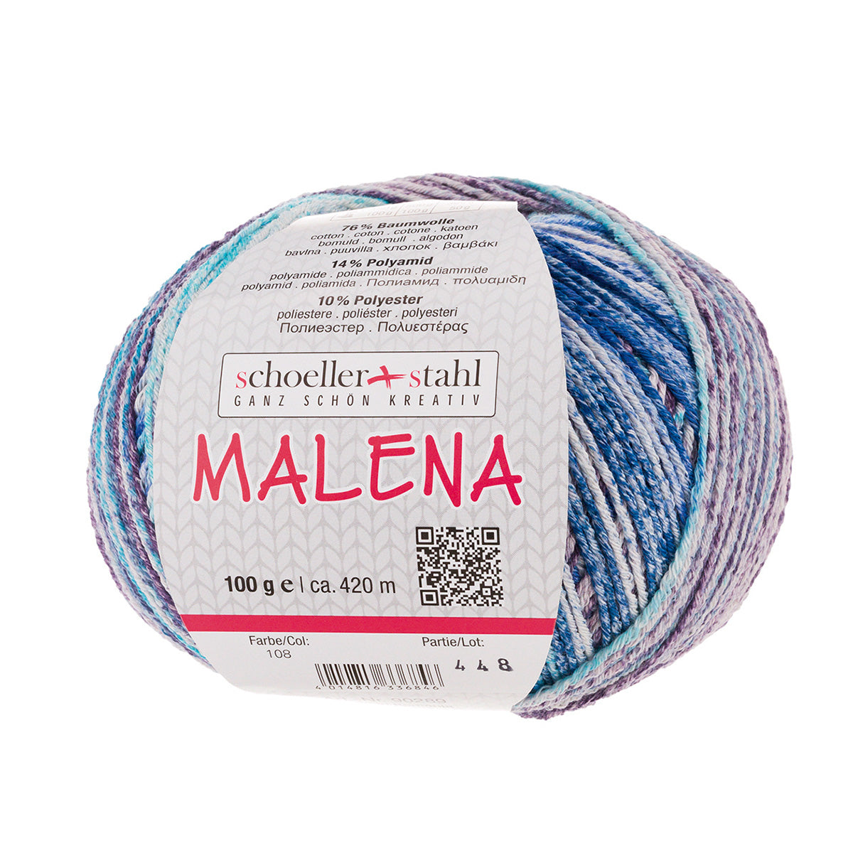 Malena / Knäuel 100g/420m LL / 76% Baumwolle,14% Polyamid,10% Polyester