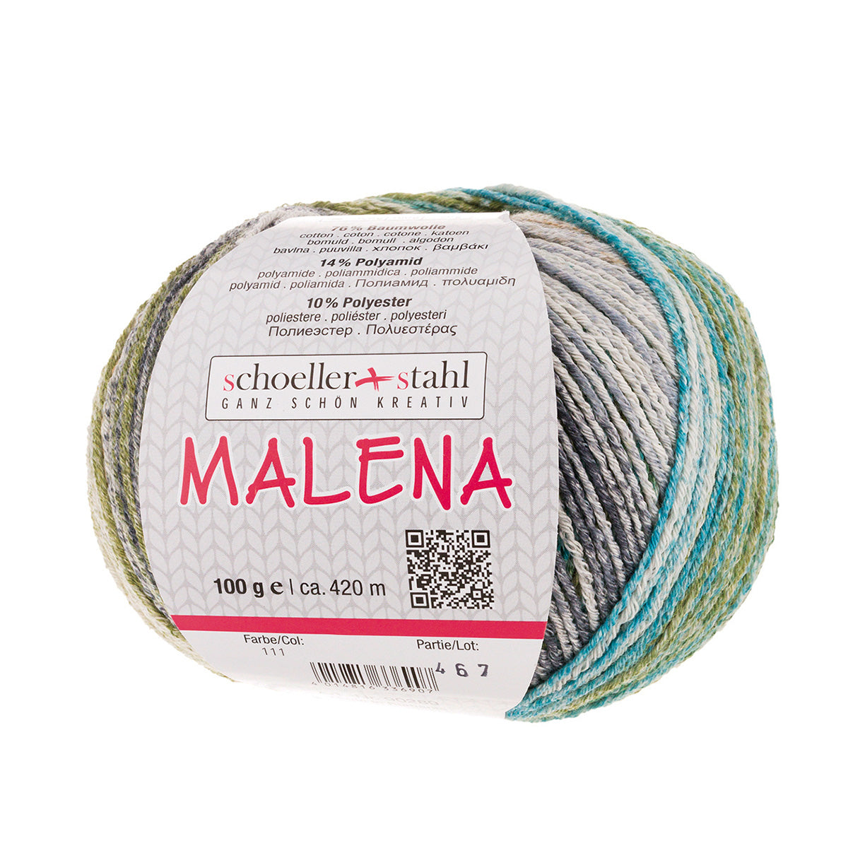 Malena / Knäuel 100g/420m LL / 76% Baumwolle,14% Polyamid,10% Polyester