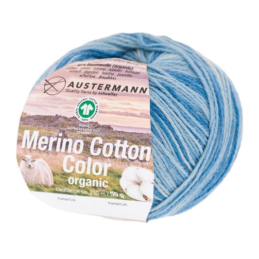 Merino Cotton Color/ Knäuel 50g/230m LL / 55% Schurwolle (Merino), 45% Baumwolle (GOTS)