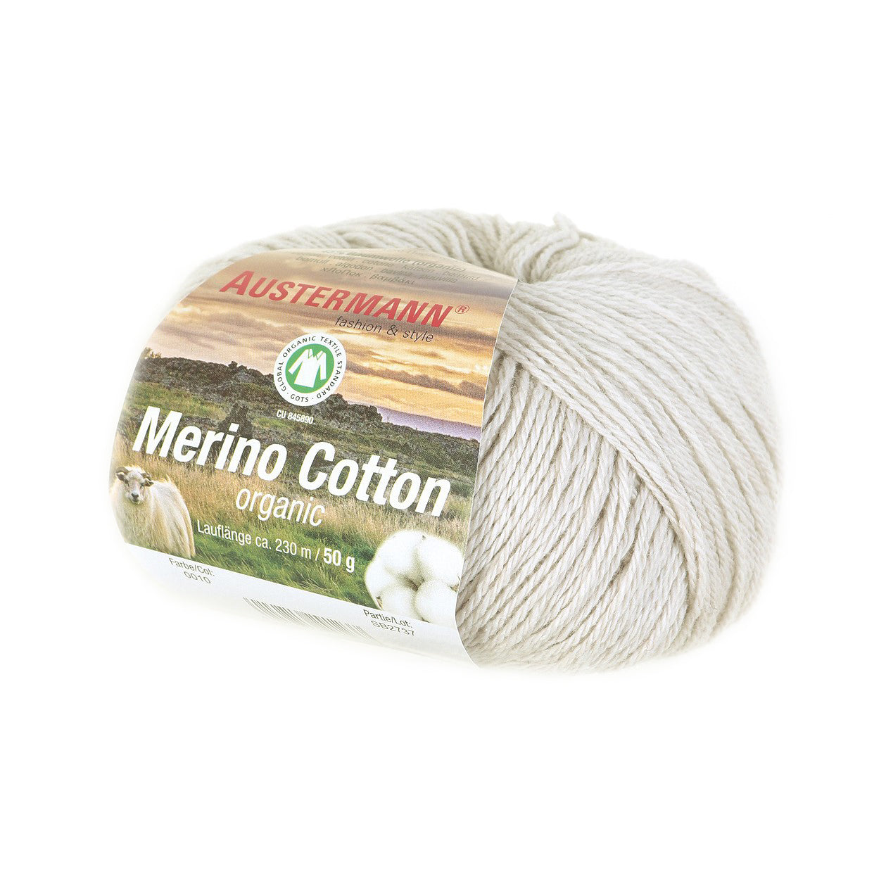 Merino Cotton / Knäuel 50g/230m LL / 55% Schurwolle (Merino), 45% Baumwolle (GOTS)
