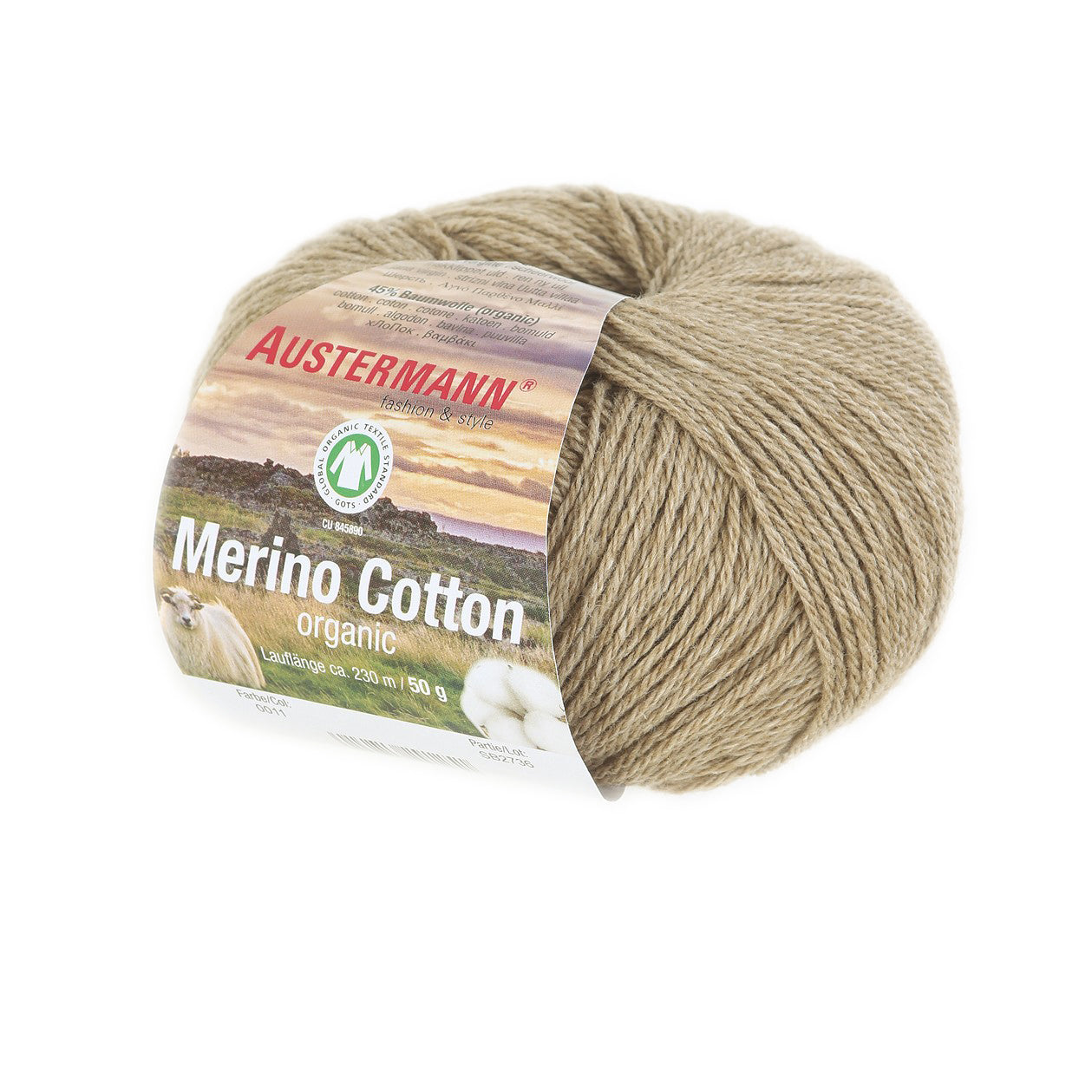 Merino Cotton / Knäuel 50g/230m LL / 55% Schurwolle (Merino), 45% Baumwolle (GOTS)