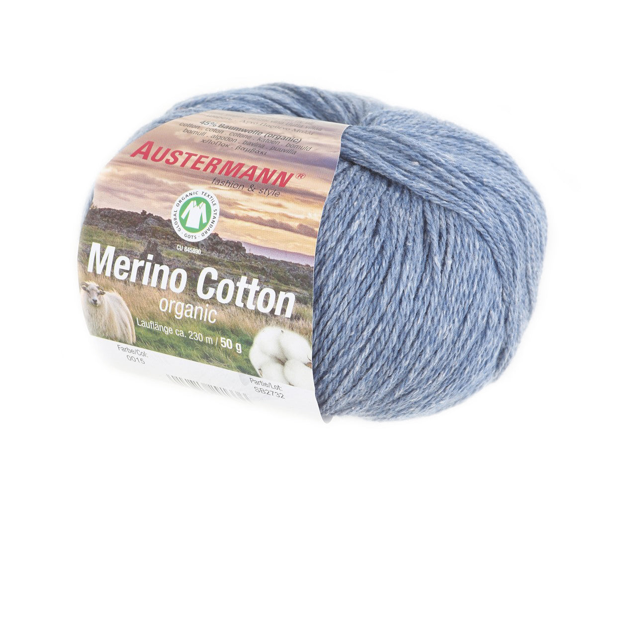 Merino Cotton / Knäuel 50g/230m LL / 55% Schurwolle (Merino), 45% Baumwolle (GOTS)