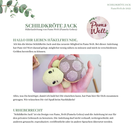Printversion Häkelanleitung: Schildkröte Jack