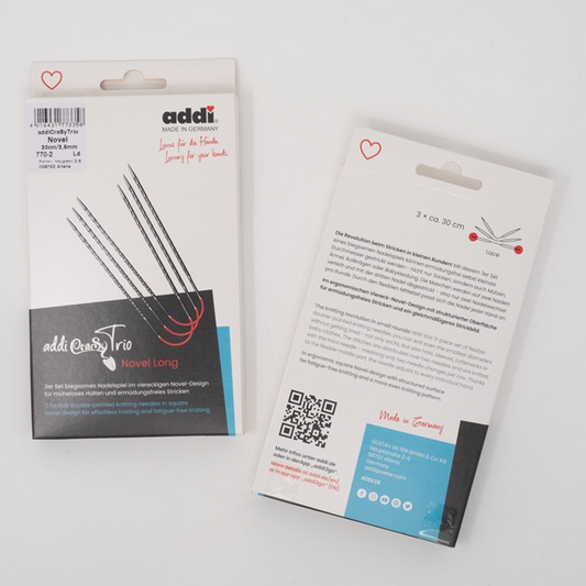 addi CrasyTrio Novel Long 770-2 / Messingspitze weißbronziert / Stricknadeln für kleinere Projekte
