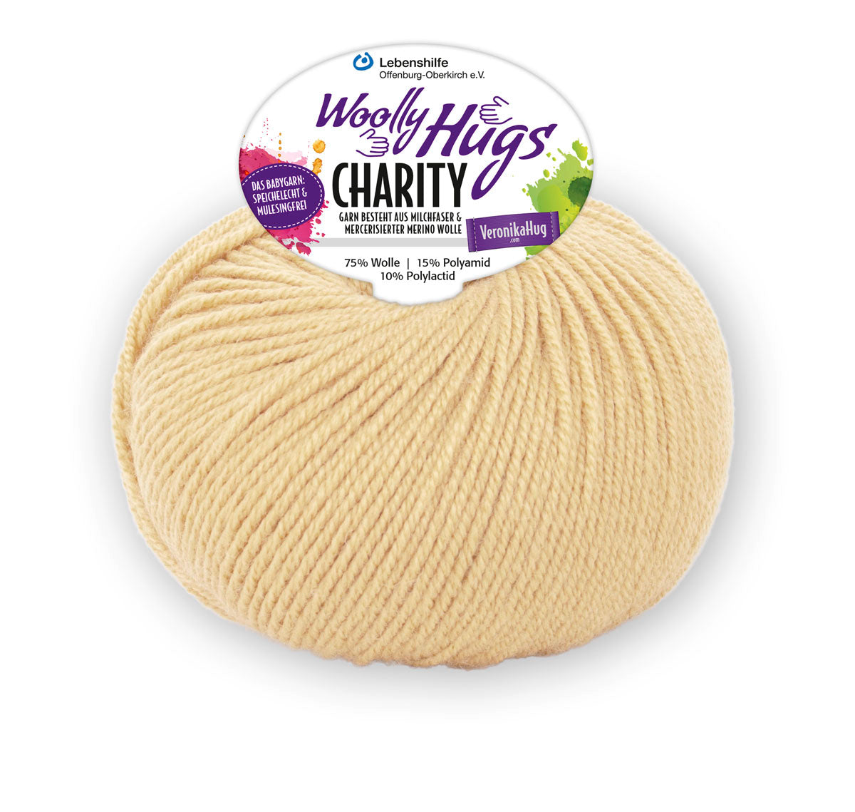 Charity 50g 75% Wolle, 15% Poyamid, 10% sonstige Fasern