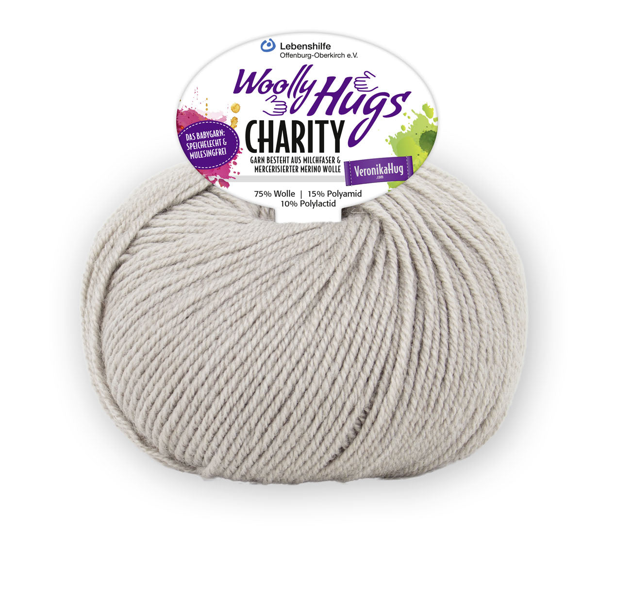 Charity 50g 75% Wolle, 15% Poyamid, 10% sonstige Fasern