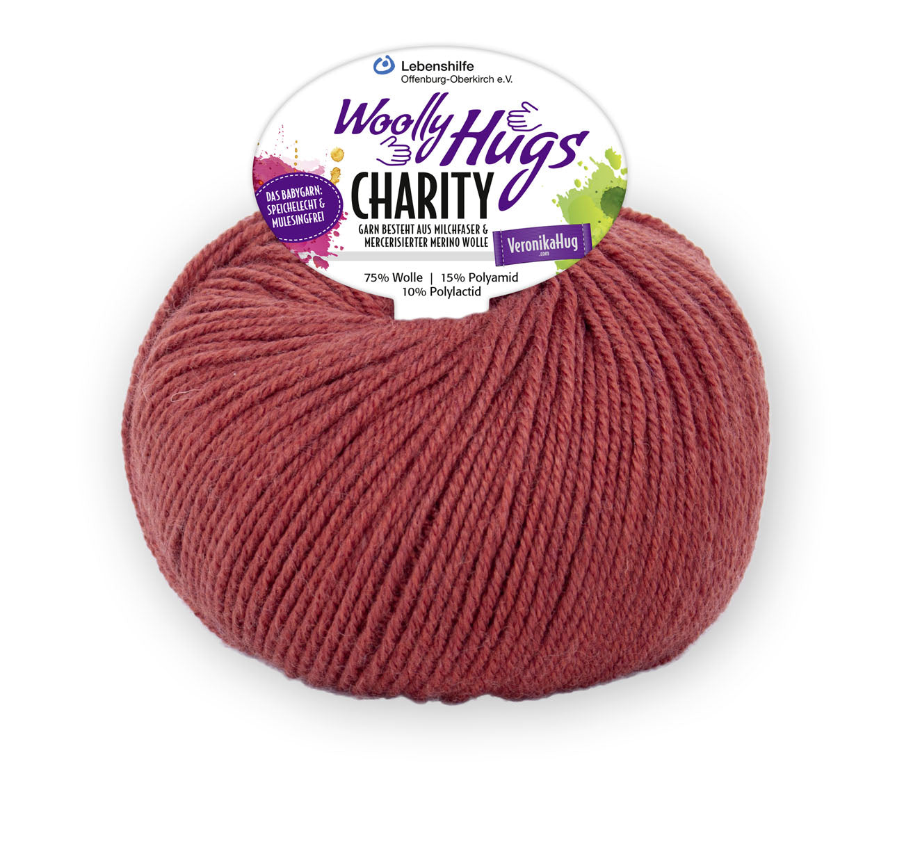 Charity 50g 75% Wolle, 15% Poyamid, 10% sonstige Fasern