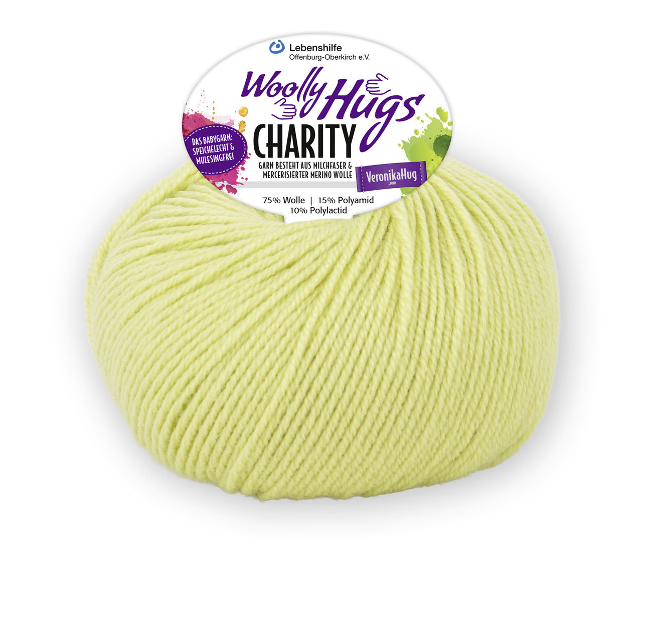 Charity 50g 75% Wolle, 15% Poyamid, 10% sonstige Fasern