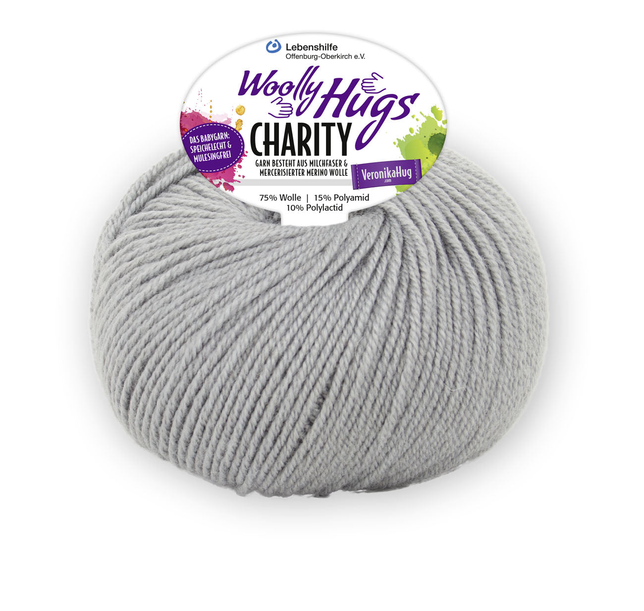 Charity 50g 75% Wolle, 15% Poyamid, 10% sonstige Fasern