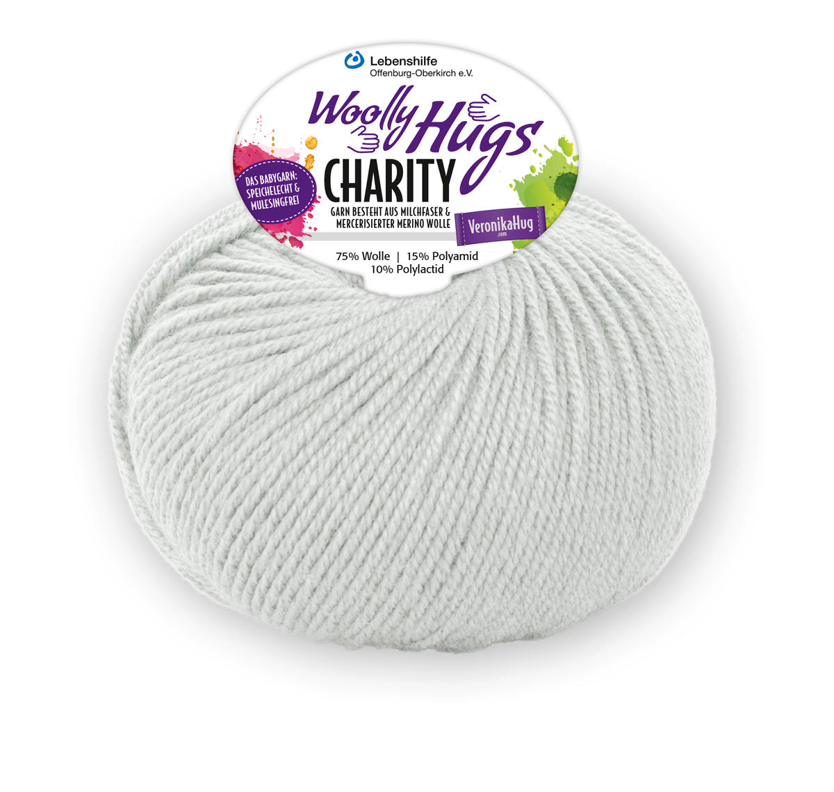 Charity 50g 75% Wolle, 15% Poyamid, 10% sonstige Fasern