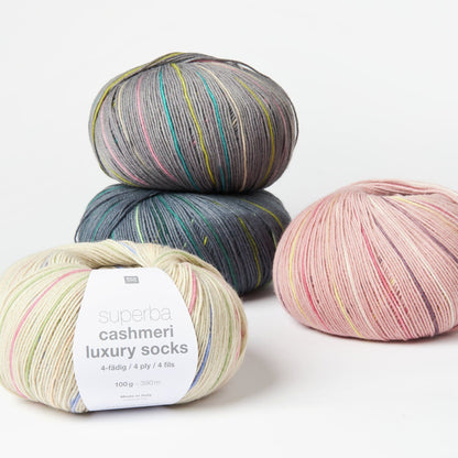 Superba Cashmeri Luxury Socks 4fädig / Knäuel 100g 400m / 65% Schurwolle, 25% Polyamid, 10% Kaschmir