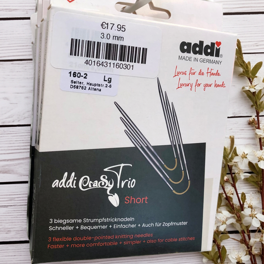 addi CrasyTrio Short 160-2 biegsame Strumpfstricknadeln