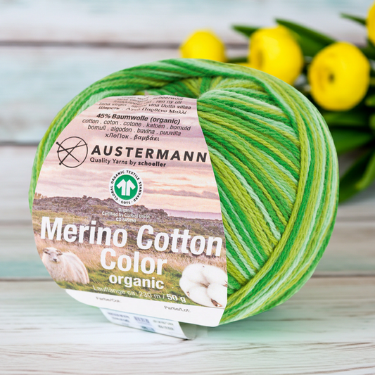 Merino Cotton Color/ Knäuel 50g/230m LL / 55% Schurwolle (Merino), 45% Baumwolle (GOTS)