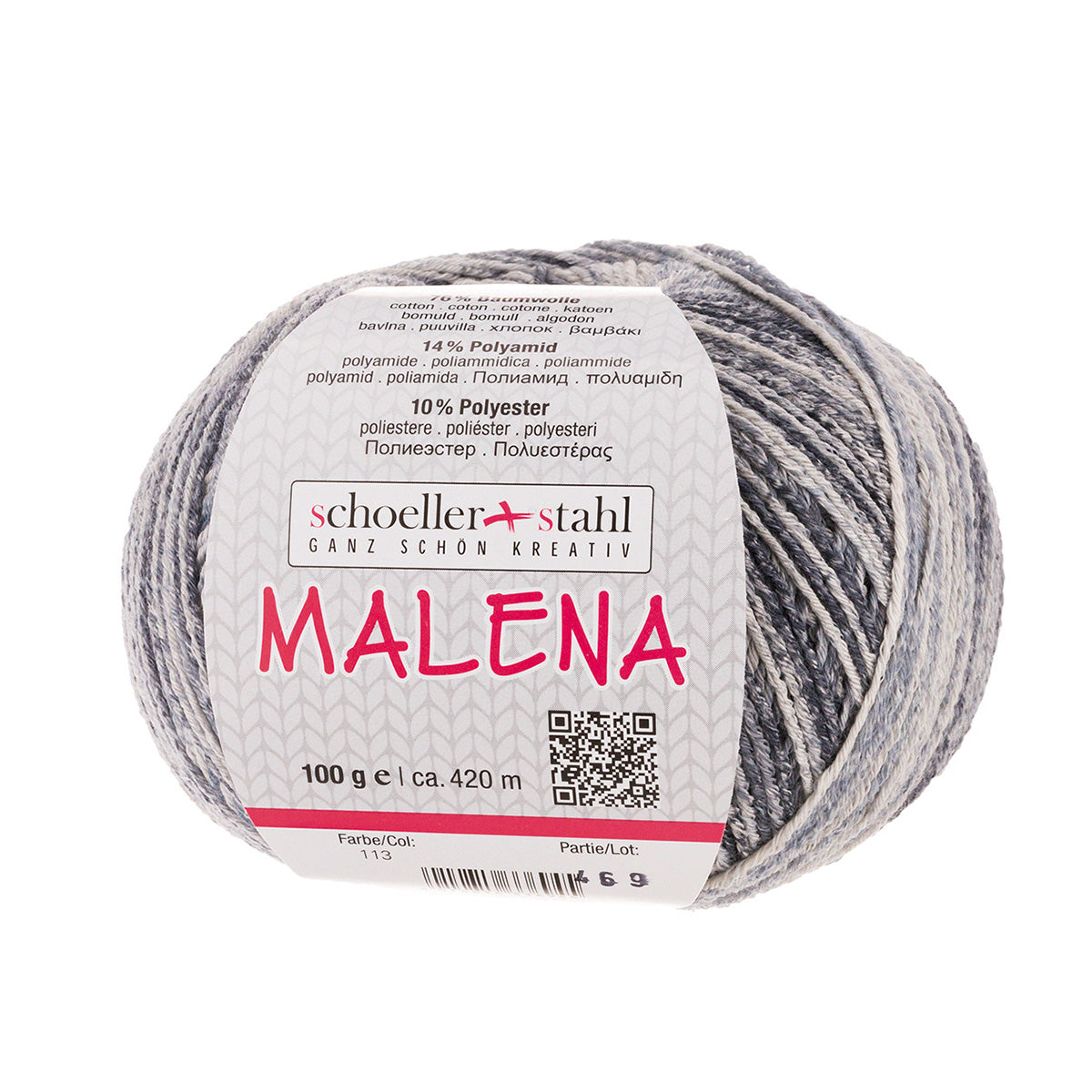 Malena / Knäuel 100g/420m LL / 76% Baumwolle,14% Polyamid,10% Polyester