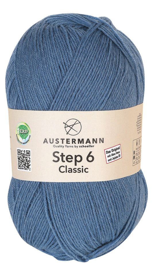 Step 6 Classic / Knäuel 150g/410m LL/ 75% Schurwolle/25%Polyamid / Sockenwolle trocknergeeignet / mit Aloe Vera und Jojoba Öl
