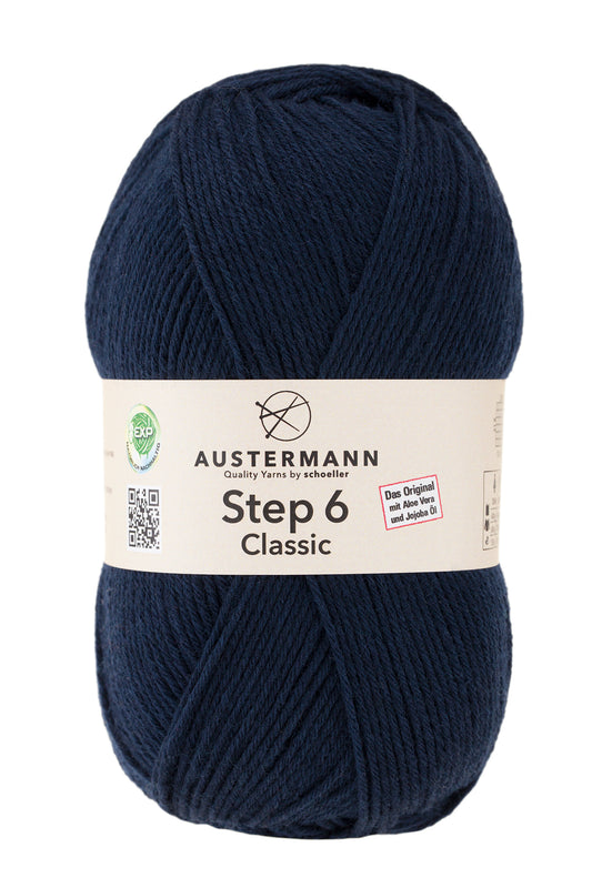 Step 6 Classic / Knäuel 150g/410m LL/ 75% Schurwolle/25%Polyamid / Sockenwolle trocknergeeignet / mit Aloe Vera und Jojoba Öl