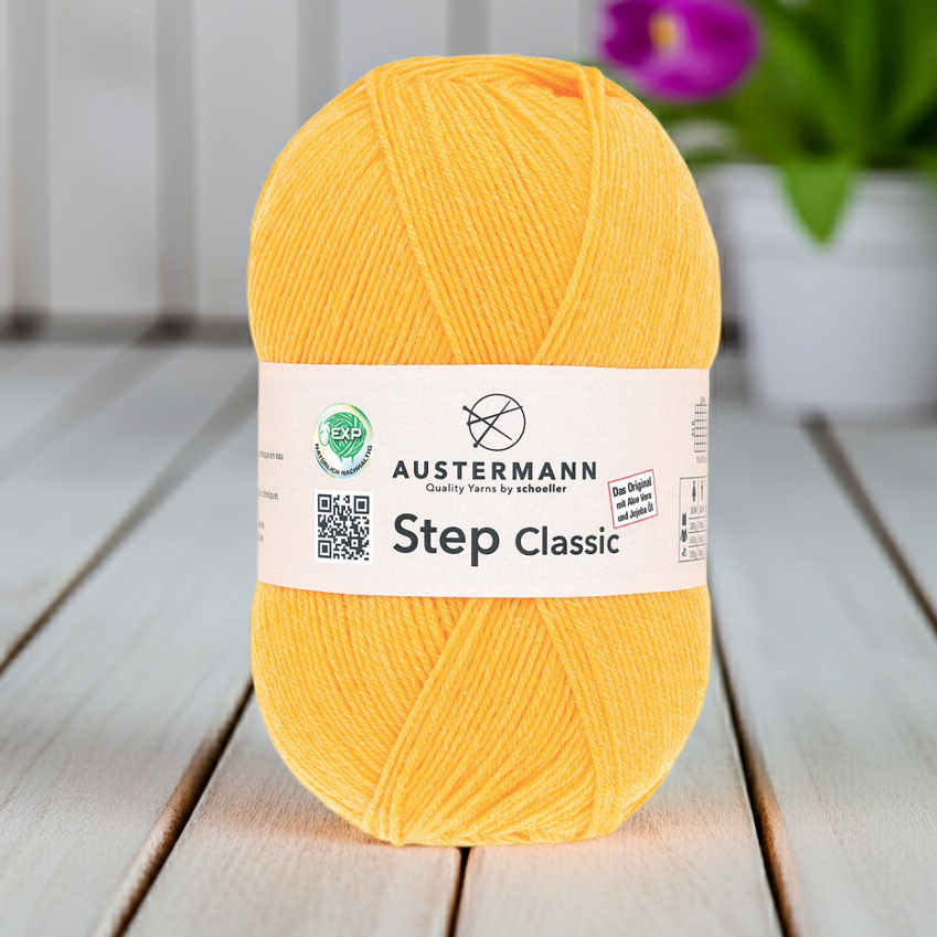 Step 4 Classic / Knäuel 100g/420m LL / 75% Schurwolle/ 25% Polyamid/ Sockenwolle trocknergeeignet / mit Aloe Vera und Jojoba Öl