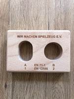 Prüfschablone nach EN 71-1 / EN 12586 A/B aus Holz