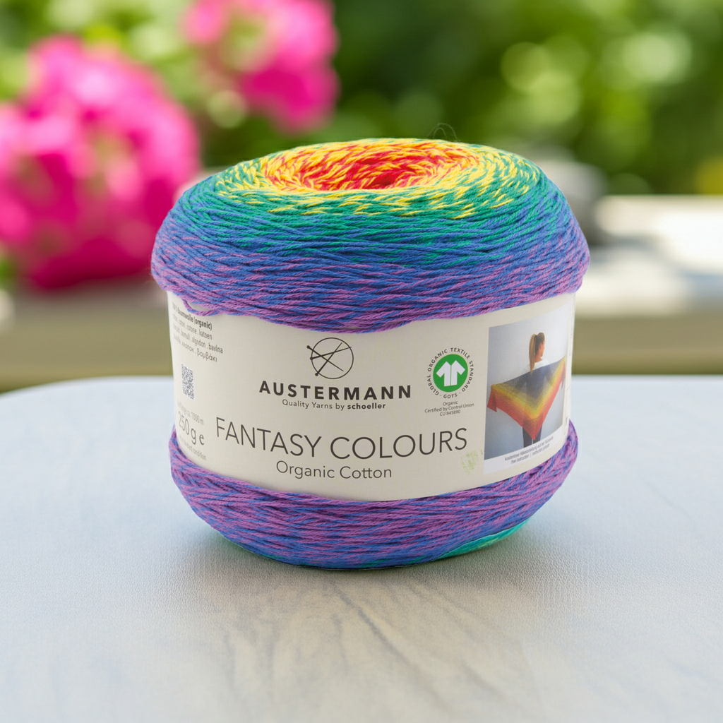 Fantasy Colours / Bobbel 250g/1000m LL / 100% Baumwolle (GOTS) mit Farbverlauf