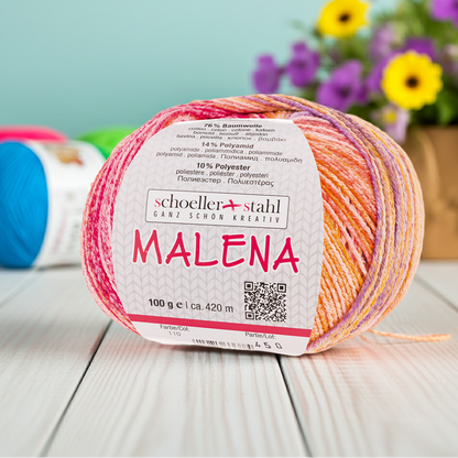 Malena / Knäuel 100g/420m LL / 76% Baumwolle,14% Polyamid,10% Polyester
